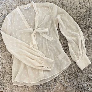 Cream polka dot sheer blouse
